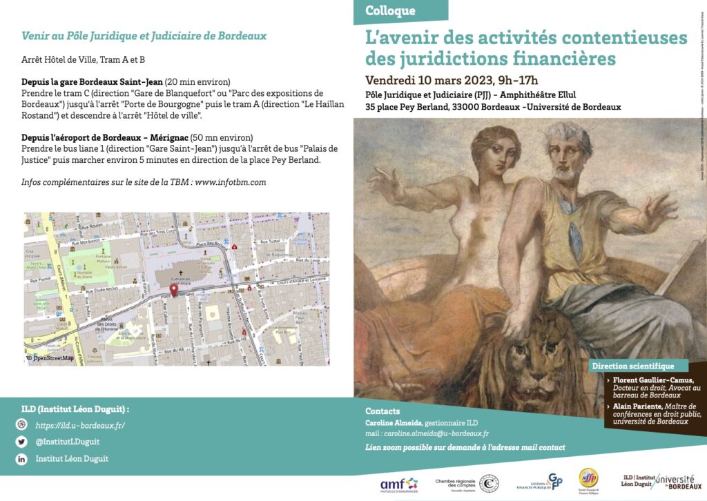 Programme colloque Bordeaux L'avenir des activités contentieuses des juridictions financières 10 mars 2023 - 1